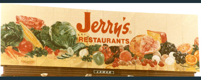 Jerry's Food Billboard Painting, Billboard Painting, Flying Armadillo Signs, Mike Burrell, FASCO