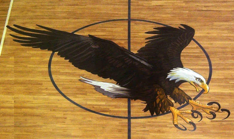 Eagle Painting  Gym Floor Painting, Flying Armadillo Signs, Mike Burrell, FASCO