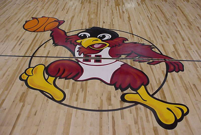 Falcon Dunk  Gym Floor Painting, Flying Armadillo Signs, Mike Burrell, FASCO