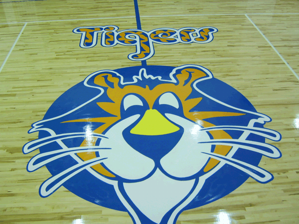 Tigers Gym Floor Painting, Flying Armadillo Signs, Mike Burrell, FASCO