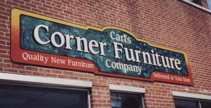 Carls Corner Furniture Company Sign, Faux Finish, Vinyl Sign, Flying Armadillo Signs, Mike Burrell, FASCO 